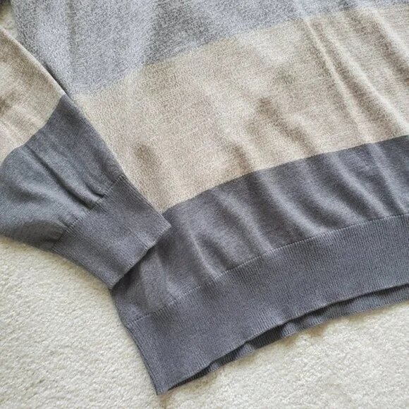 Sean John Gray Cream Block V-Neck Color Block Long Sleeve Sweater SZ 3XL - Picture 3 of 8